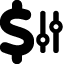 A black and white icon of a price symbol